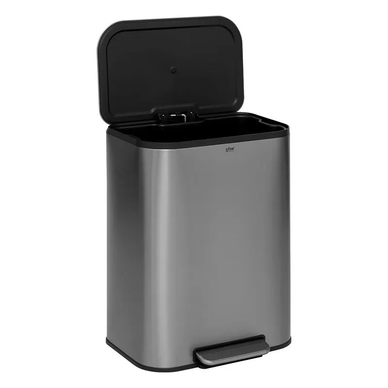 Cos de gunoi cu pedala 5Five din otel inoxidabil mat, 50L, galeata interioara detasabila, 45x35x61 cm, argintiu Mai ieftin