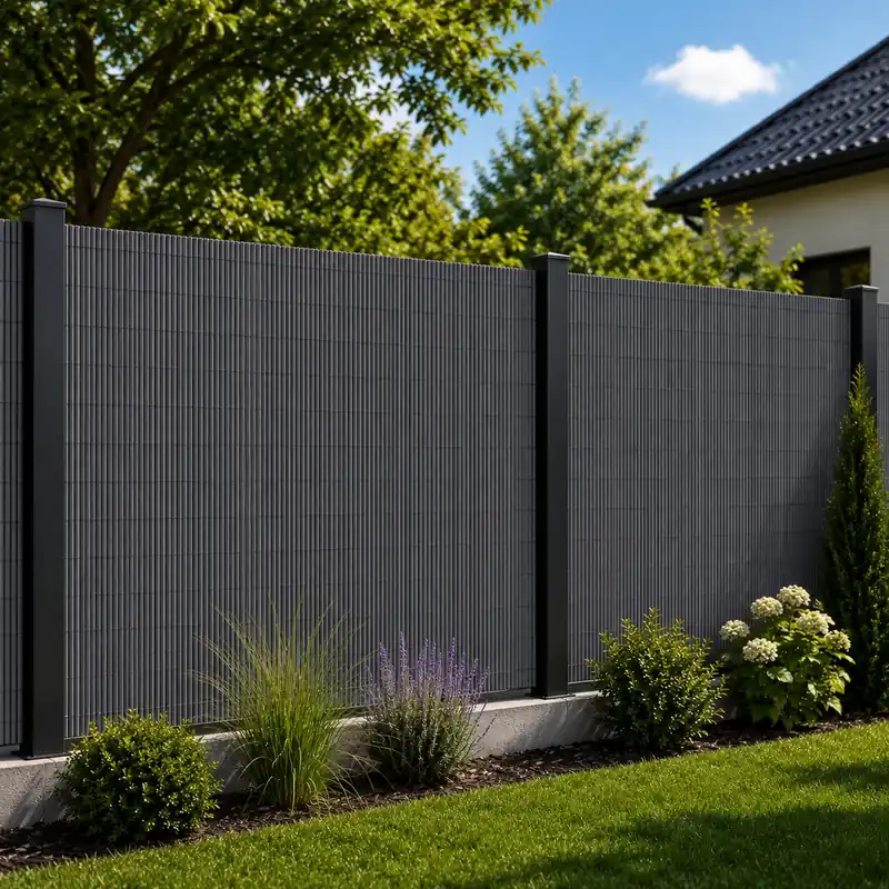 Panou de gard pentru intimitate in gradina, lamele PVC ce imita bambusul, protectie UV, 500×120 cm, gri Preț mic