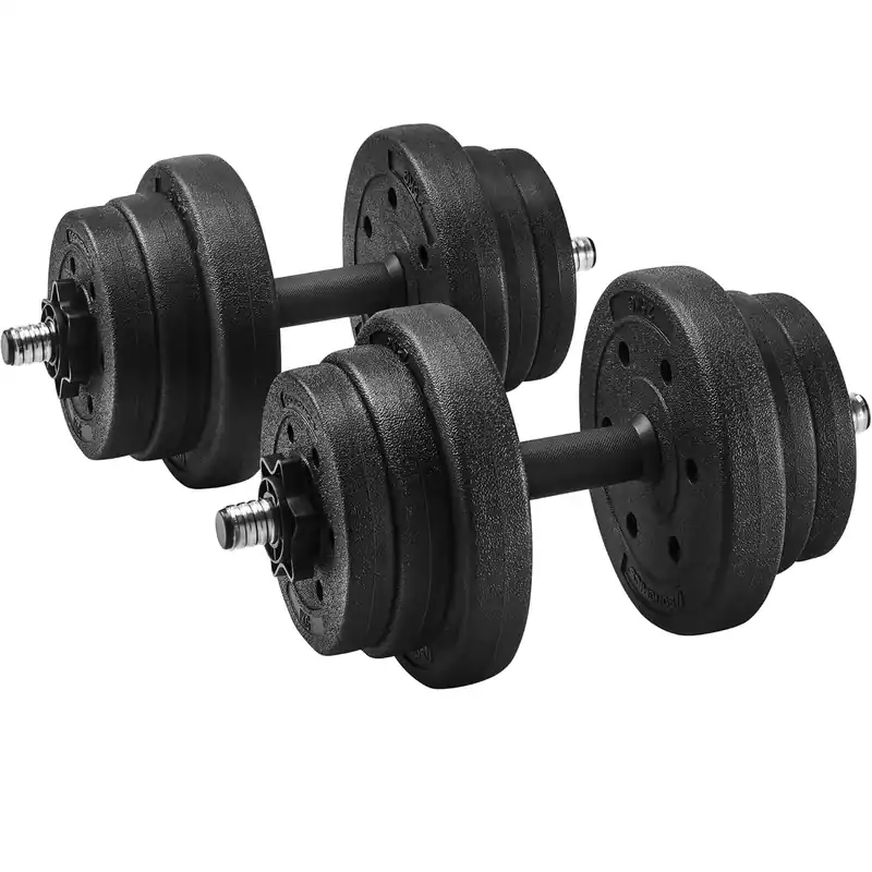 Discount SONGMICS Set 2 gantere reglabile pentru fitness, 2×10 kg, cu discuri ajustabile, negru
