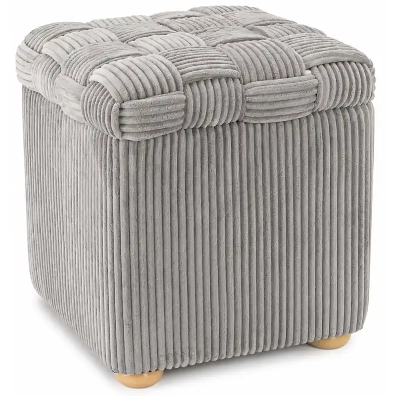 Ofertă de sezon Taburet tapitat cu material reiat, design impletit, 40x40x45 cm, gri