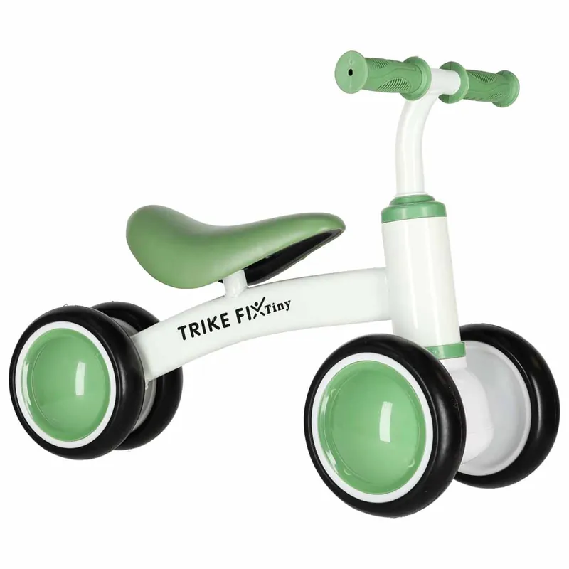 Ieftin Bicicleta fara pedale pentru copii 4 roti, otel carbon, roti EVA, maxim 30 kg, 54x24x39 cm, verde si alb