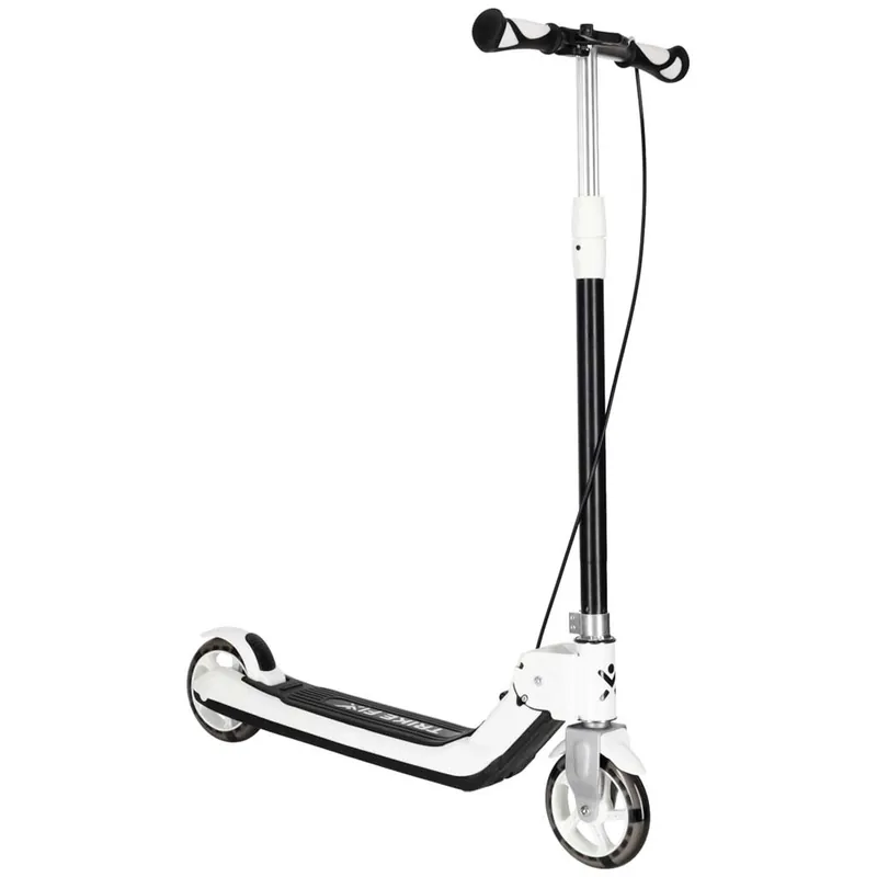 Promoție Trotineta pliabila pentru copii, 2 roti cu iluminare LED, frana de mana si picior, reglabila pe inaltime, maxim 100 kg, 73x36x94 cm, negru si alb