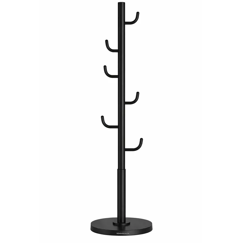 SONGMICS Cuier de podea, cu 8 carlige rezistente, pentru haine, palarii si genti, 175 cm, negru Reducere de preț