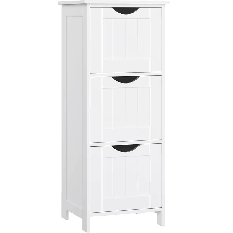 VASAGLE Dulap de depozitare pentru baie, 3 sertare, 30x32x81 cm, alb Disponibil imediat