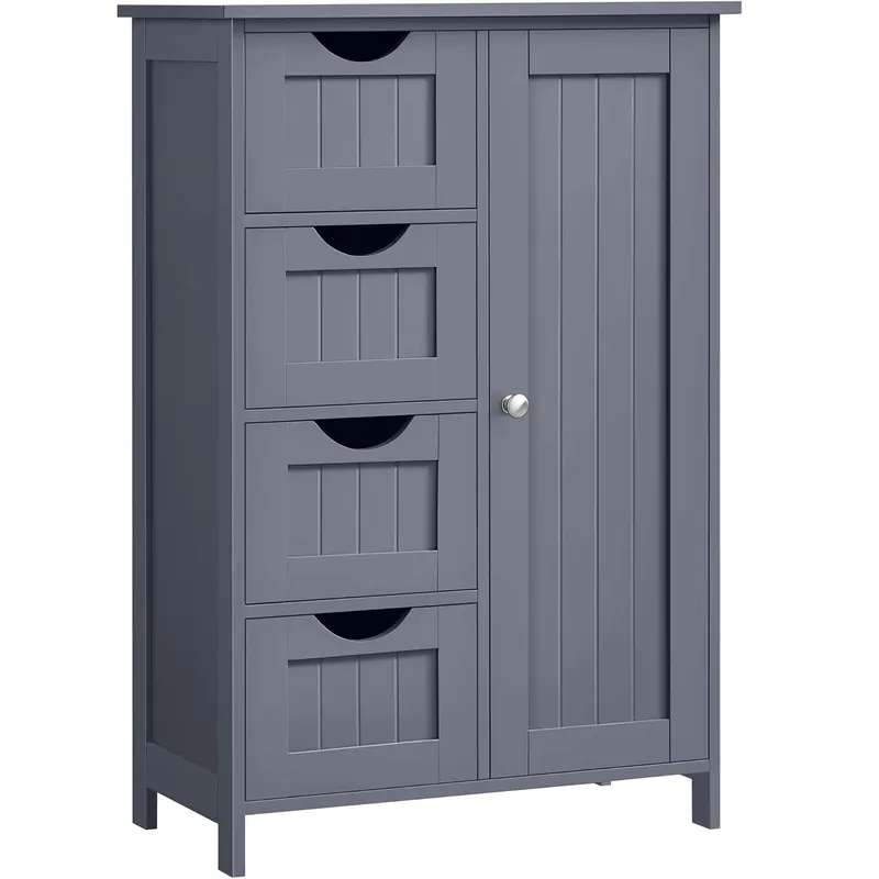Doar azi VASAGLE Dulap de baie, din MDF, cu 4 sertare, raft reglabil, 30x55x82 cm, gri