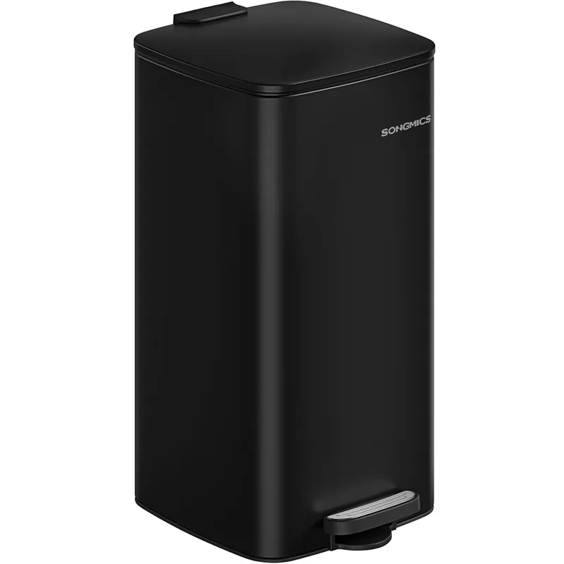 SONGMICS Cos gunoi 34x29x54 cm, 30L, cu pedala, capac silentios si galeata interioara detasabila, negru Ofertă exclusivă