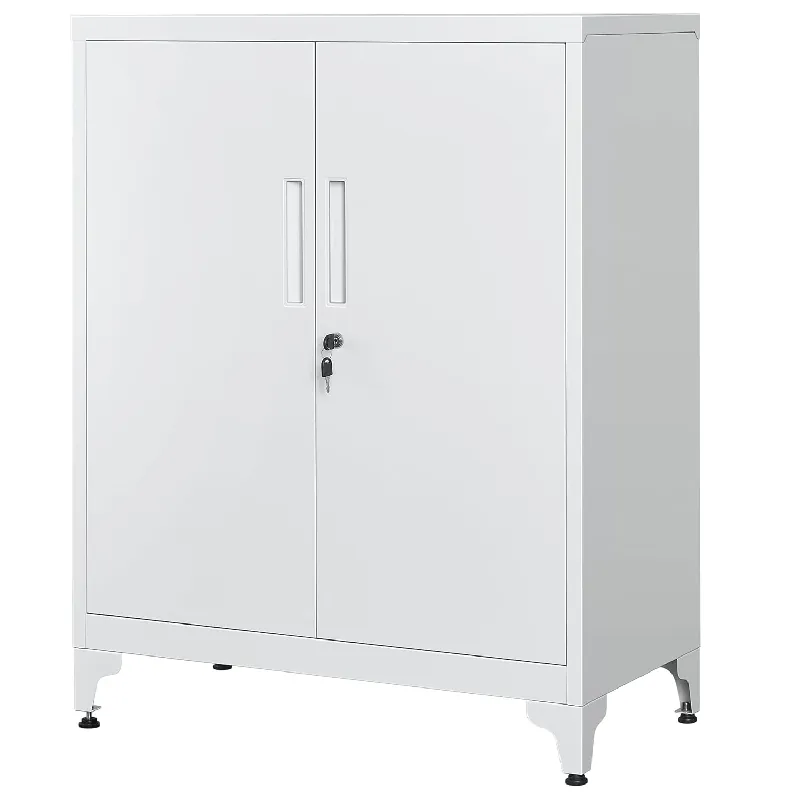 SONGMICS Dulap birou metalic cu 2 usi si sistem de inchidere, multifunctional cu rafturi reglabile, 40x80x90 cm, gri Chilipir