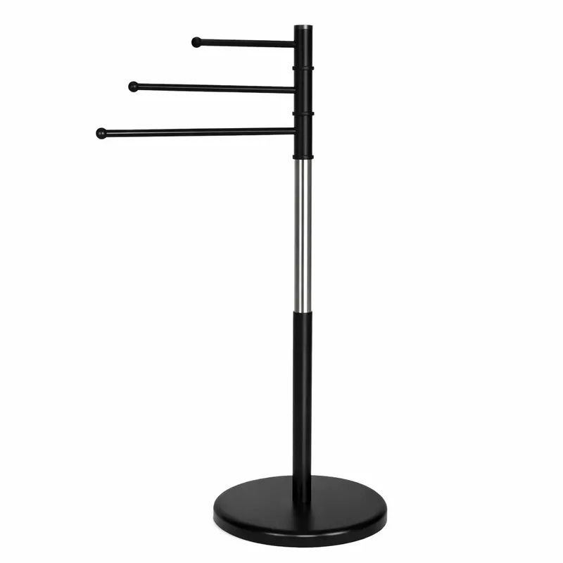 RESIGILAT Suport cuier pentru prosoape cu 3 brate egale 32 cm, inaltime 86 cm, negru Plată sigură