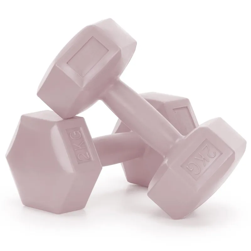 Vezi acum RESIGILAT Set gantere hex 2×2 kg, bitum cu invelis rezistent PP, roz