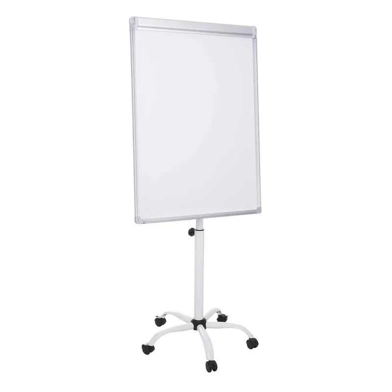 Bestseller RESIGILAT Flipchard magnetic cu picior, mobil pe role, inaltime ajustabila, 70x100cm, alb