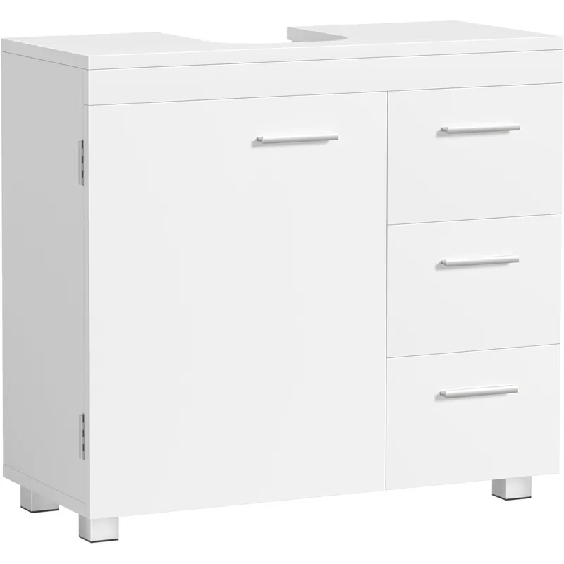 RESIGILAT VASAGLE Dulap pentru baie, cu 3 sertare si raft reglabil, MDF, 70x30x64 cm, alb Bestseller