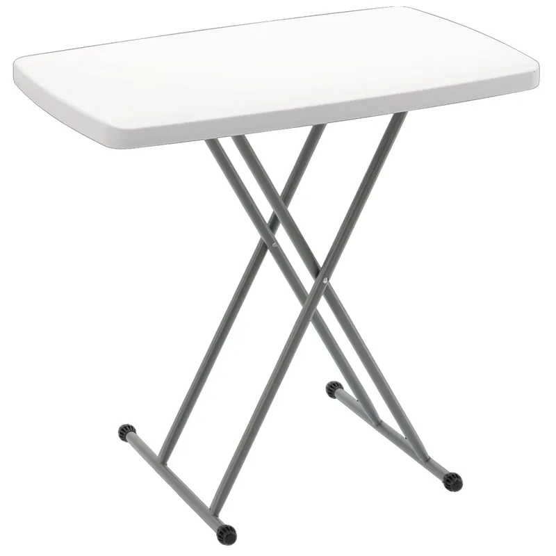 Disponibil imediat RESIGILAT Masa pliabila 76×50 cm, inaltime reglabila 36-71 cm, pentru terasa, gradina sau camping, HDPE alb