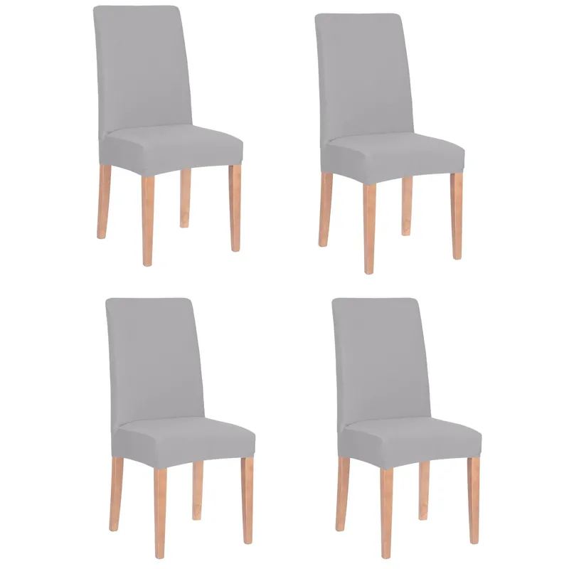 Reduceri Set 4 huse universale pentru scaun, marime universala, poliester si spandex, 45 x 60 cm, gri