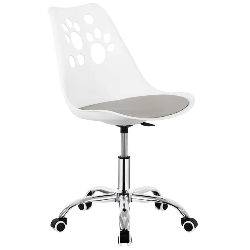 Ofertă exclusivă Scaun birou ergonomic, cu sezut din spuma, reglabil pe inaltime, maxim 120 kg, 90x49x48 cm, alb si gri