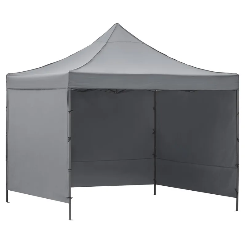 Cel mai bun preț Pavilion pliabil gradina 3×3 m cu acoperis impermeabil si 3 pereti laterali, structura metalica, inaltime reglabila, gri