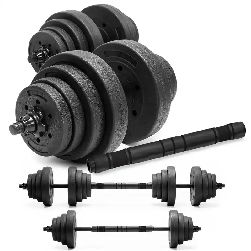 Set gantere si bara ajustabila 40 kg, 16 discuri, conector metalic cu spuma, negru Noutate