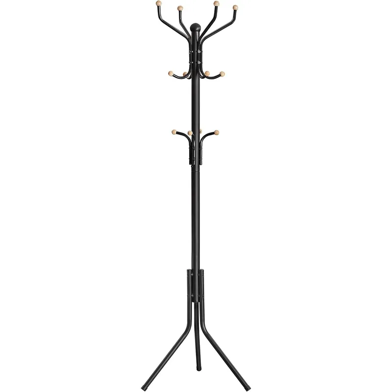 VASAGLE Cuier pentru haine, din otel, tip pom, cu 12 carlige, 182cm, negru Reducere specială