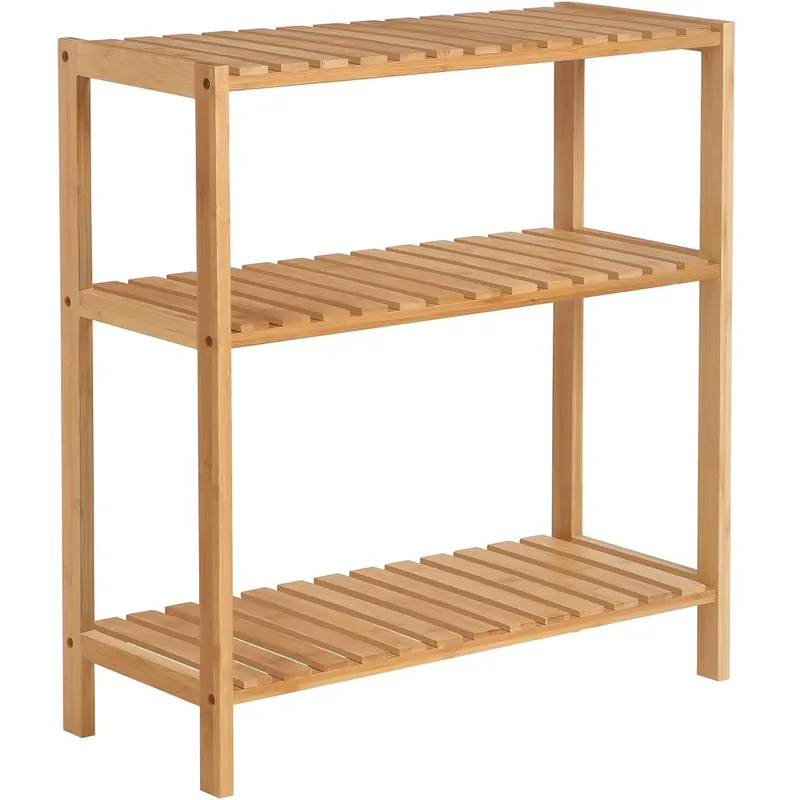 Ultima șansă SONGMICS Raft de depozitare din bambus, cu 3 niveluri, 60x26x66 cm, maro