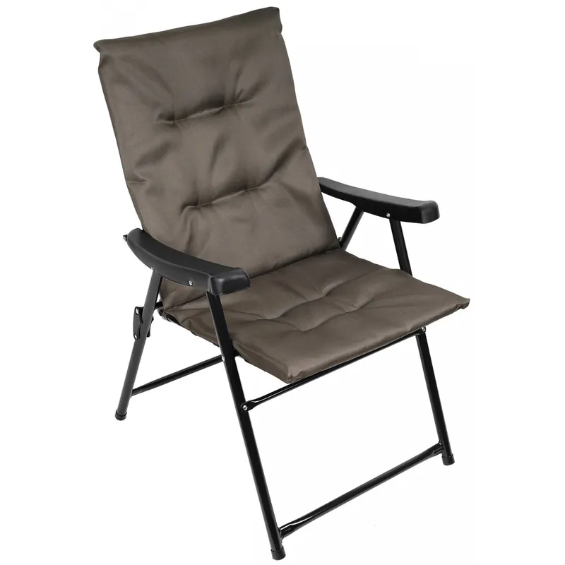 Ofertă de sezon Scaun pliabil de gradina cu perna, structura metalica, 59x66x90 cm, maro