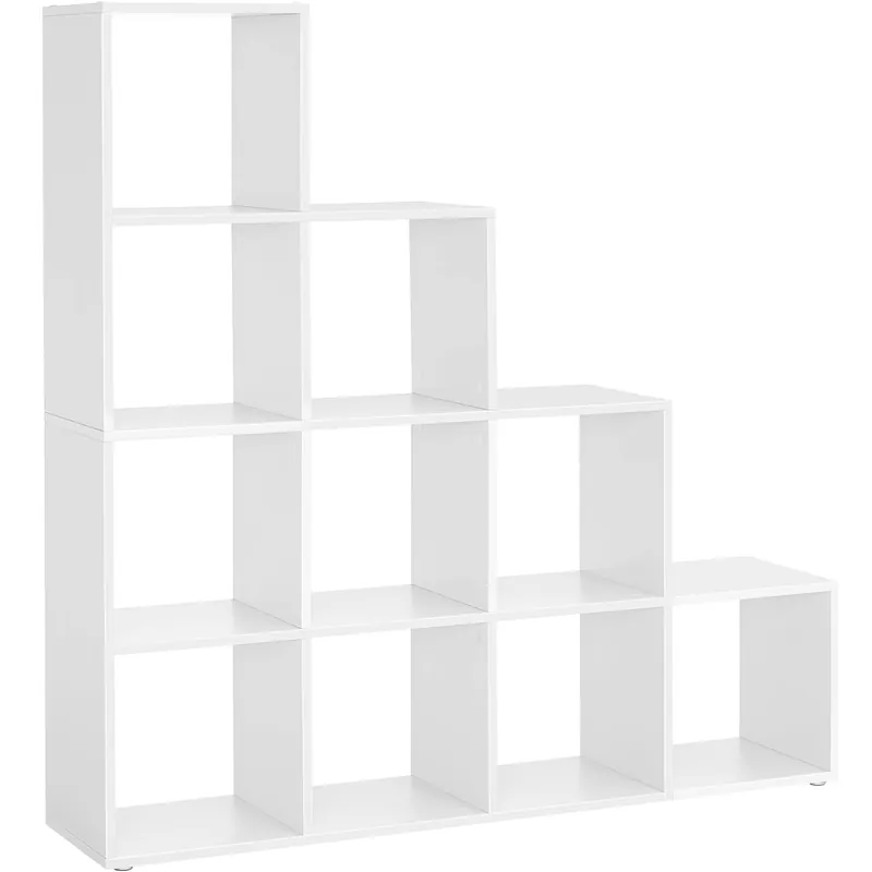 Plată securizată VASAGLE Biblioteca cu 10 compartimente, unitate de depozitare pentru decoratiuni, din lemn, 29x129x129cm, alb