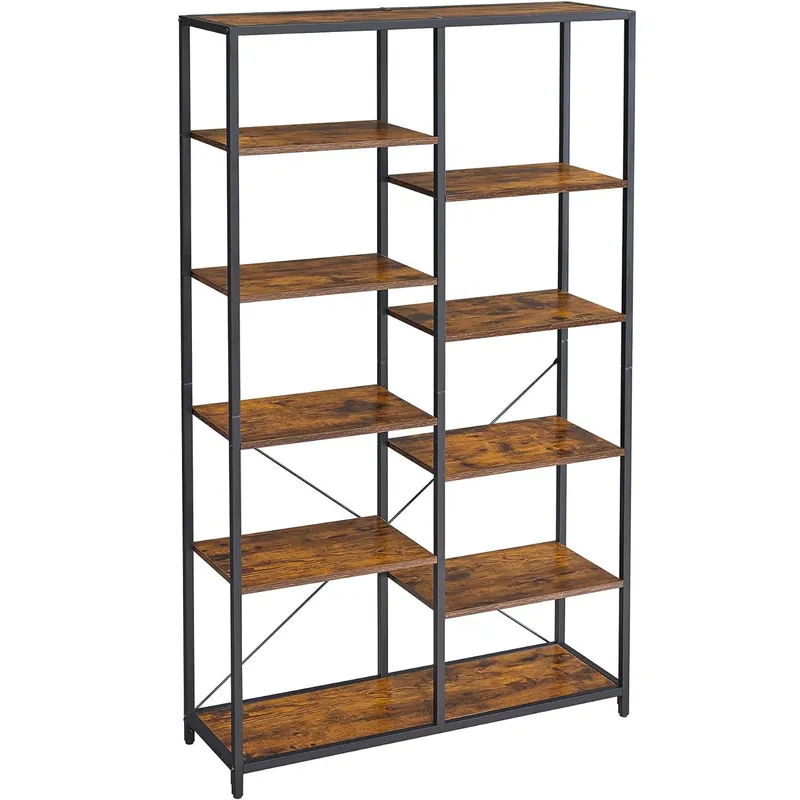 Plată securizată VASAGLE Biblioteca cu suport de depozitare pe 5 etaje, 30x100x170cm, stil industrial, maro rustic si negru