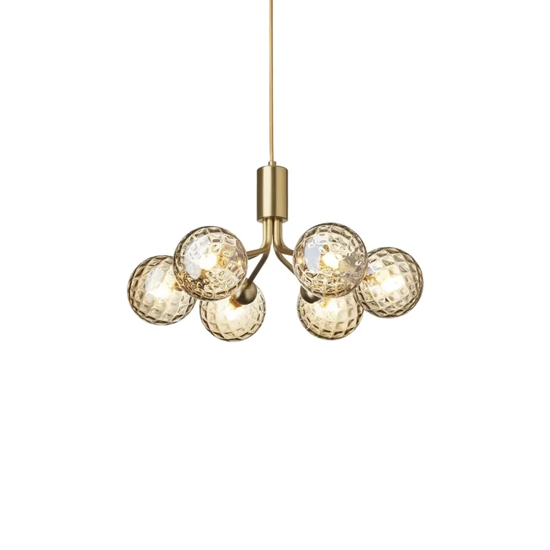 Disponibil imediat Apiales 6 lampă suspendată, alamă/auriu, Ø 50 cm - Nuura