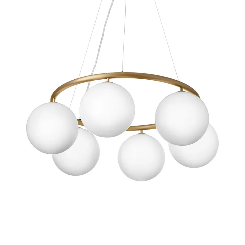 Candelabru circular Miira 6, alamă/opal, Ø 80 cm - Nuura Retur ușor