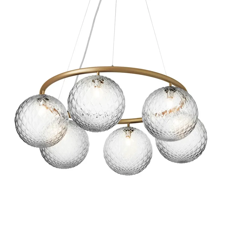Candelabru circular Miira 6, Ø 80 cm, alamă/transparent - Nuura Cel mai vândut