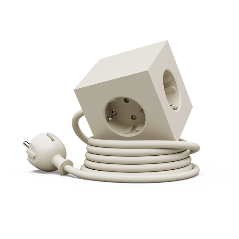 Livrare expres SQUARE 1 Priză bej cu 3 prize Schuko și 2 porturi USB, cablu de 1,8 m - AVOLT