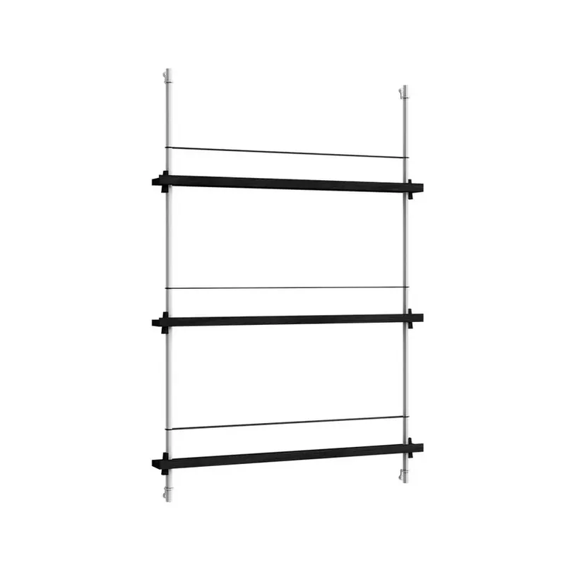 Reducere Magazine Shelving 115 Raft Black/Stainless Steel - Moebe