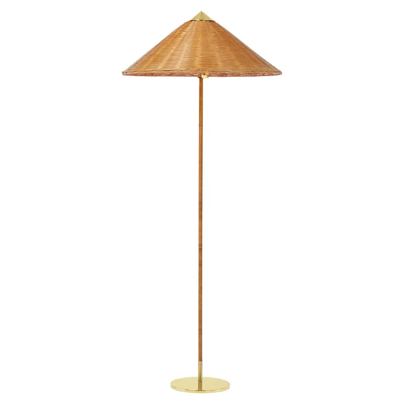 9602 Lampadar Brass/Wicker Willow - GUBI Reducere de preț