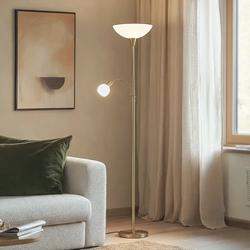 Nu rata Elaina Lampadar Brass/White - Lindby