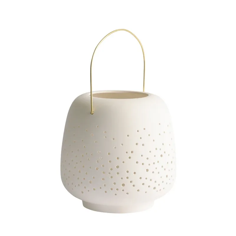 Lanterna din ceramică, 20 x 20 cm, albă - Uyuni Lighting Doar azi