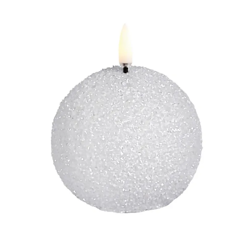 Doar azi Lumânare LED rotundă, albă, Ø 7 cm, cu sclipici - Uyuni Lighting