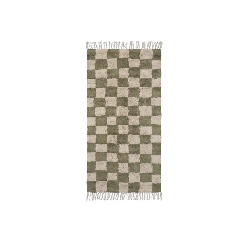 Covor Mara, verde/nisip în carouri, 150 x 80 cm - ferm LIVING Super ofertă