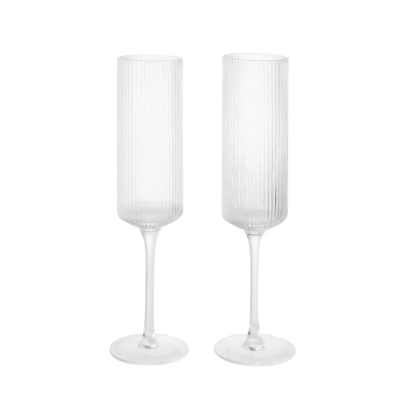 Discount Pahar de șampanie Ripple, transparent, set de 2 - ferm LIVING