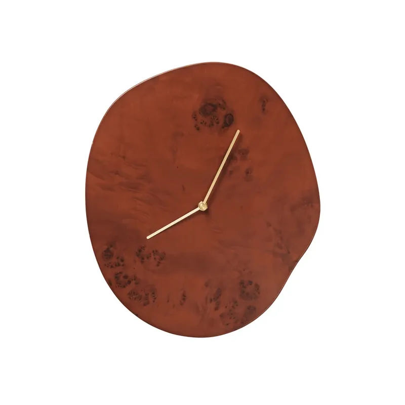 Noutate Ceas de perete Melt, maro, lemn cu fibră, înălțime 33 cm - ferm LIVING