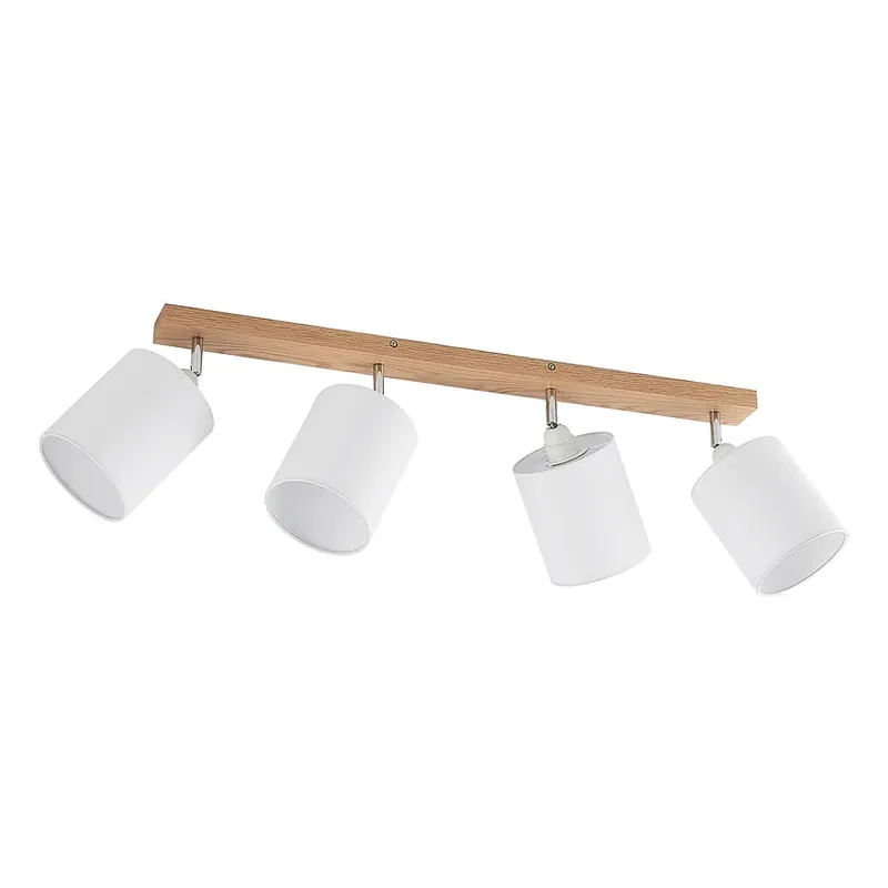 Lindby Spot de tavan Imarin, 81 cm, alb, 4 becuri, lemn Disponibil imediat