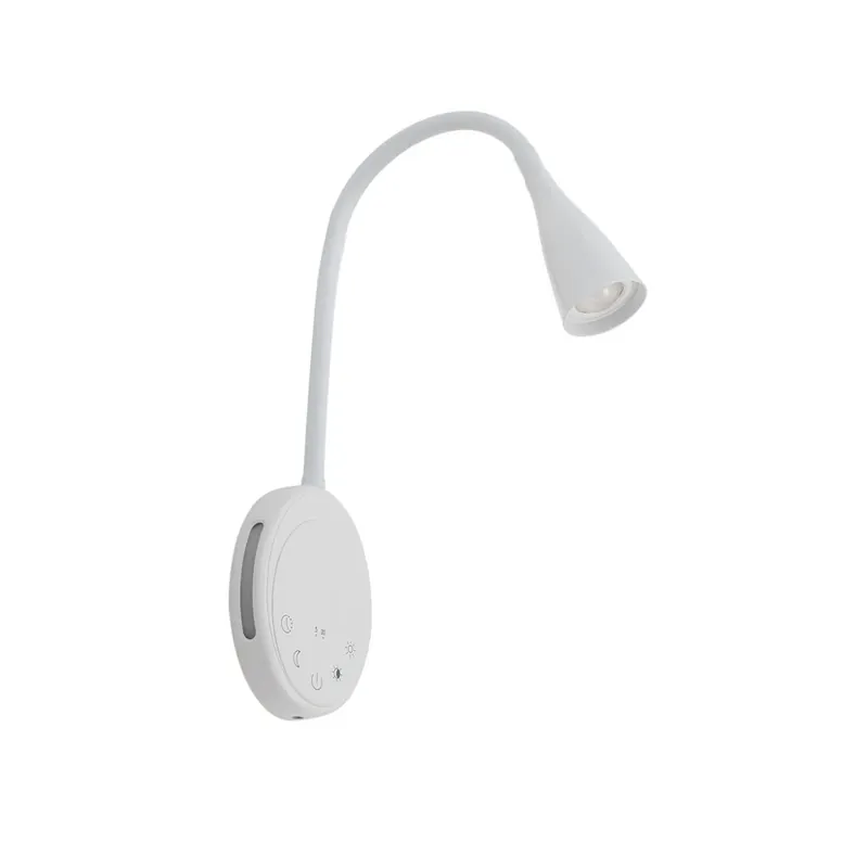 Retur gratuit Lampa de citit LED Zayna, CCT, albă, USB, temporizator, dimabil - Lindby