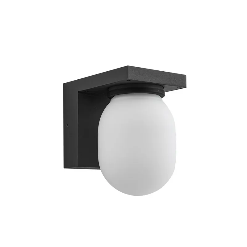 Retur ușor Aplică de perete ovală, IP65, gri închis, sticlă - Lucande