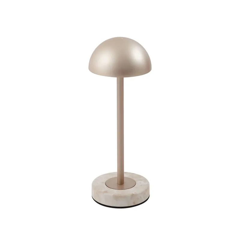 Preferatul clienților Lampa de masă cu baterie LED Pippin, IP44, auriu/travertin - Lindby