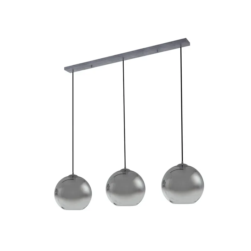 Lampa suspendată Brillara, cu 3 becuri, 128 cm, gri fumuriu, sticlă - Lucande Chilipir