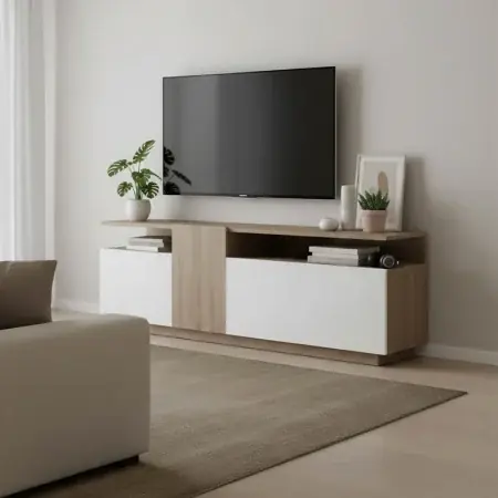 Comoda TV Vendora Alb 150x29.5x46.3 cm Disponibil imediat