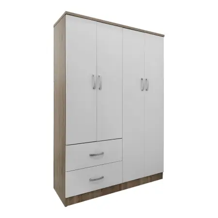 Dulap haine cu 4 usi si sertare Lego Alb Maro 120.5x42x181 cm Retur ușor