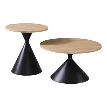 Popular Set 2 masute de cafea Hemena Negru 70x70x40 cm