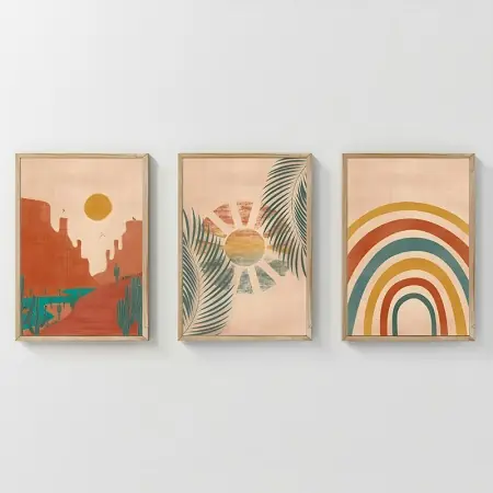 Popular Set 3 tablouri Delea Multicolor 33x1.5x48 cm