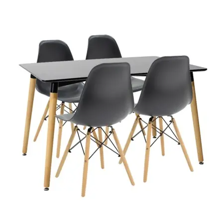 Set masa si scaune 5 buc Natali-Julita Pako World Negru 120x80x76 cm Cumpără acum
