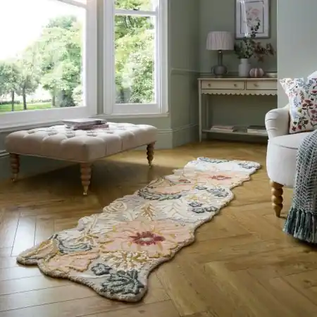 Plată sigură Covor traversa Daphne Shaped Floral Roz 60x230 cm, Flair Rugs