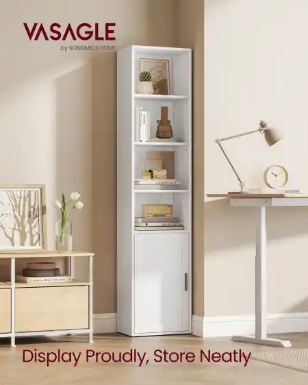 Reducere specială Biblioteca Vasagle Alb 31.8x24x175 cm