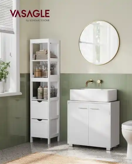 Retur gratuit Masca lavoar V2 Vasagle Alb 60x30x60 cm